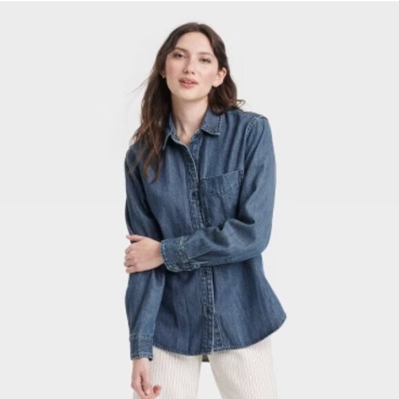 Universal Thread Button-Down Denim Shirt - Picture 1 of 4
